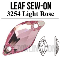3254 Glitzstone Light Rose Pink Sew On Leaf Rhinestones
